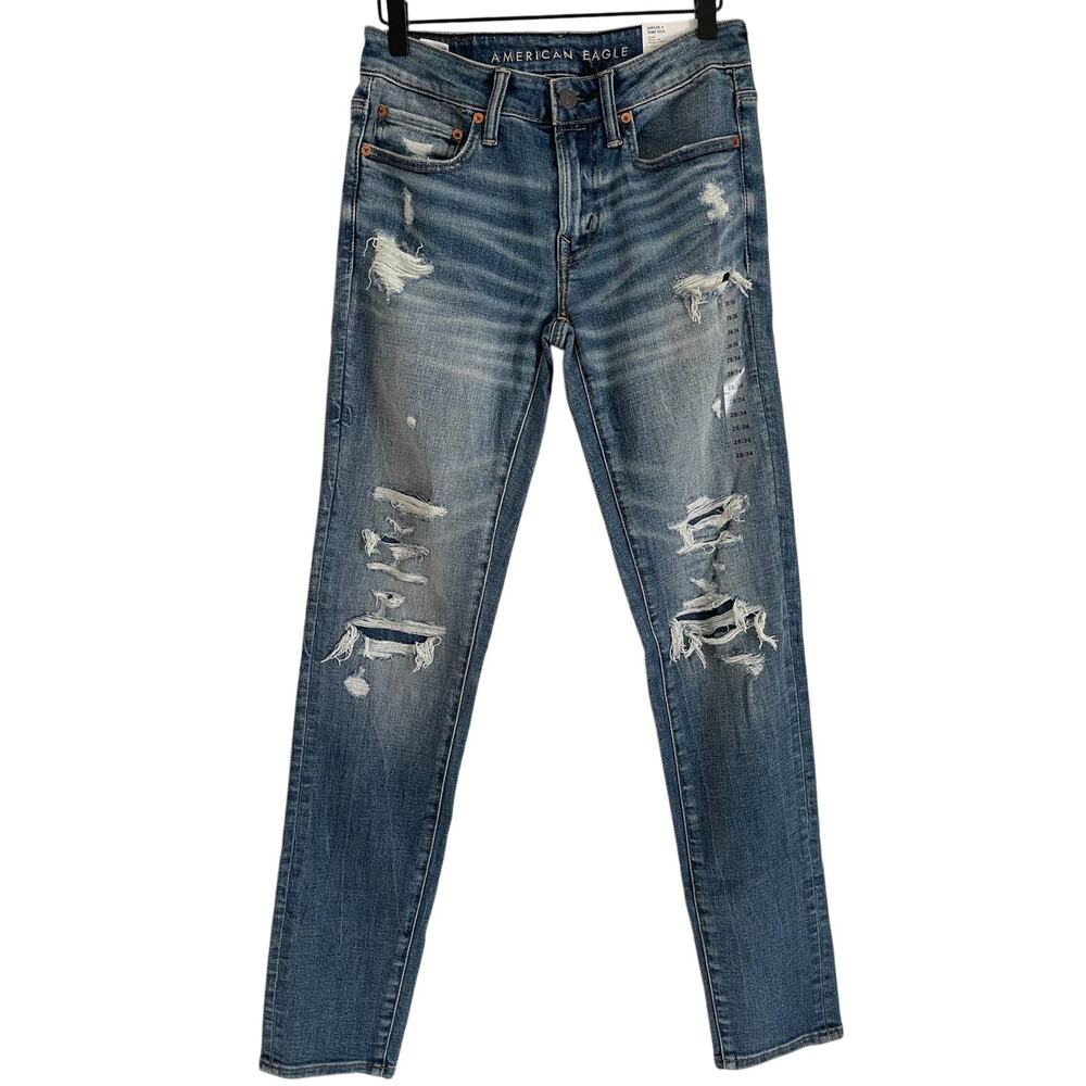 American Eagle Outfitters Airflex + Temp Tech Men's Distressed Blue Jeans